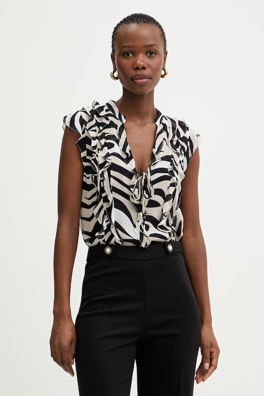 Marella bluzka z falbanką damska z wiskozy UGOLA czarny 2613161034200