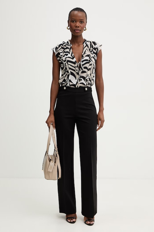 Marella bluzka z falbanką damska z wiskozy UGOLA 2613161034200 czarny SS26