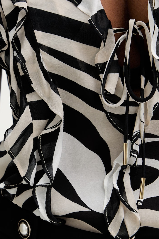 Marella bluzka z falbanką damska z wiskozy UGOLA 2613161034200 czarny