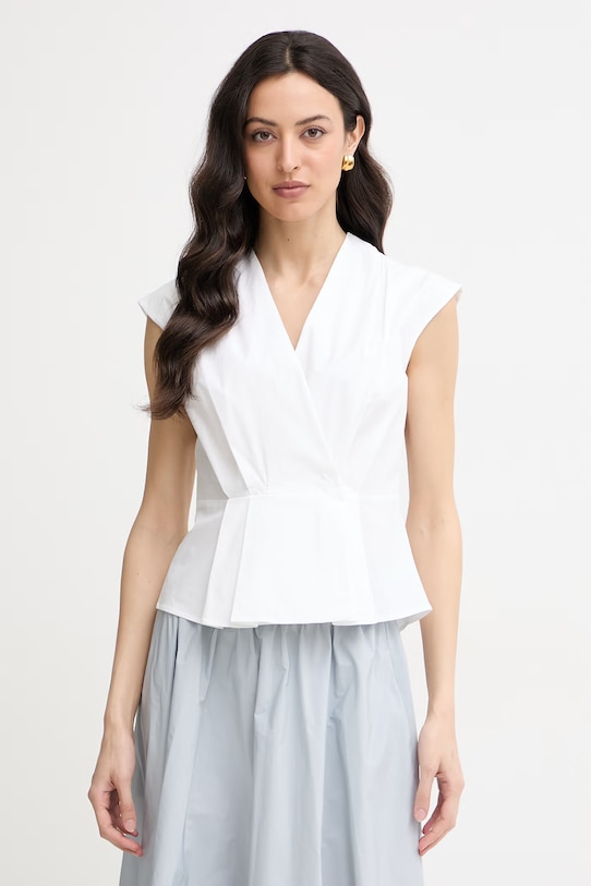 Marella bluză tip cămașă pentru femei, din bumbac cu elastan BAZAR alb 2613161162200