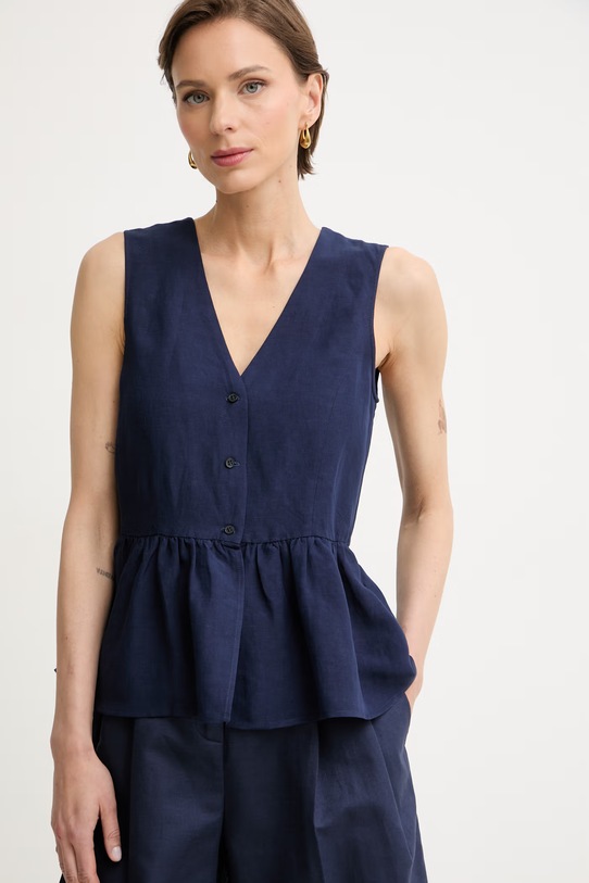 Marella сорочкова блузка жіноча з льоном Emme by Marella темно-синій 2615161102200