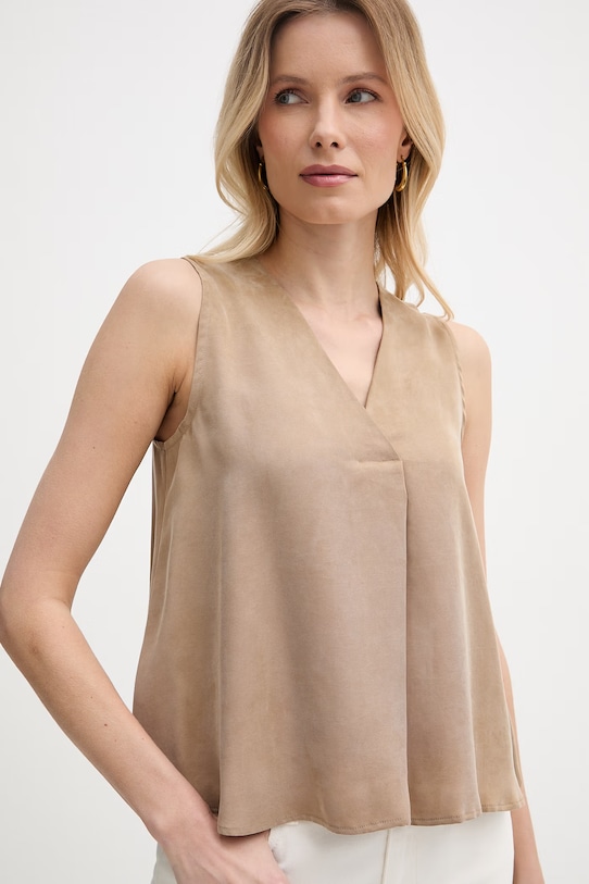 Marella blúzka s ramienkami dámska z lyocellu Emme by Marella béžová 2615161182200