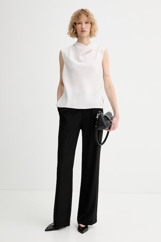 Calvin Klein τοπ γυναικείο από βισκόζη LV044F161G μπεζ SS26