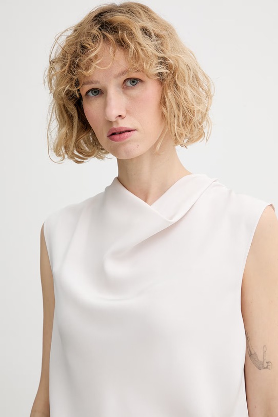 Calvin Klein τοπ γυναικείο από βισκόζη μπεζ LV044F161G