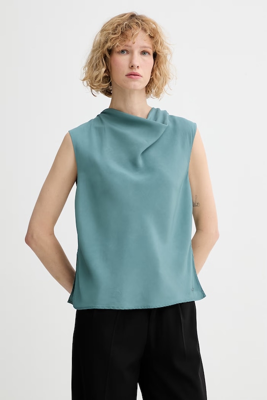 Calvin Klein top ženski viskozen turkizna LV044F161G