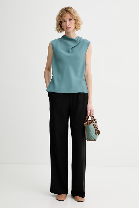 Calvin Klein top ženski viskozen LV044F161G turkizna SS26