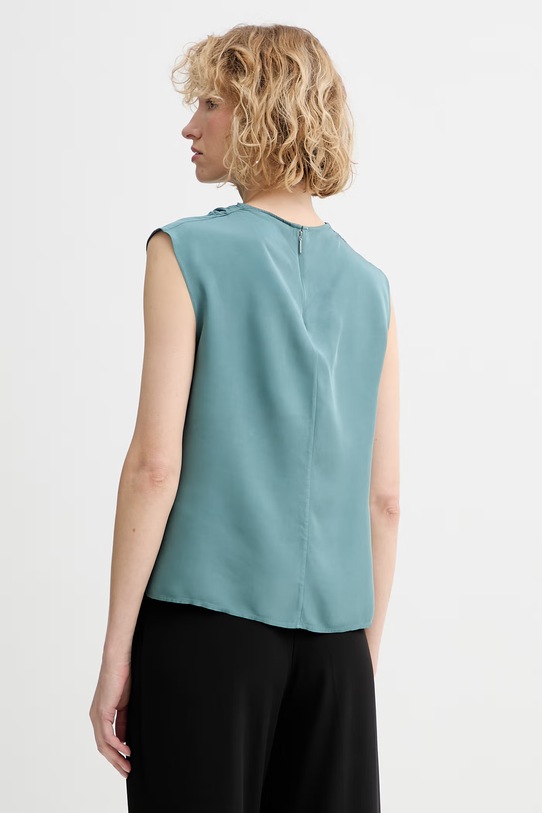 Oblačila Calvin Klein top ženski viskozen LV044F161G turkizna