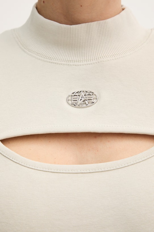 Alpha Industries longsleeve damski bawełniano-elastanowy World Cut Out Longsleeve W 266090 beżowy