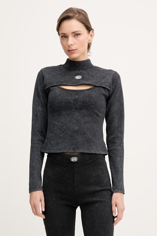 Alpha Industries longsleeve damskie bawełniane z elastanem World Cut Out Longsleeve W szary 266090