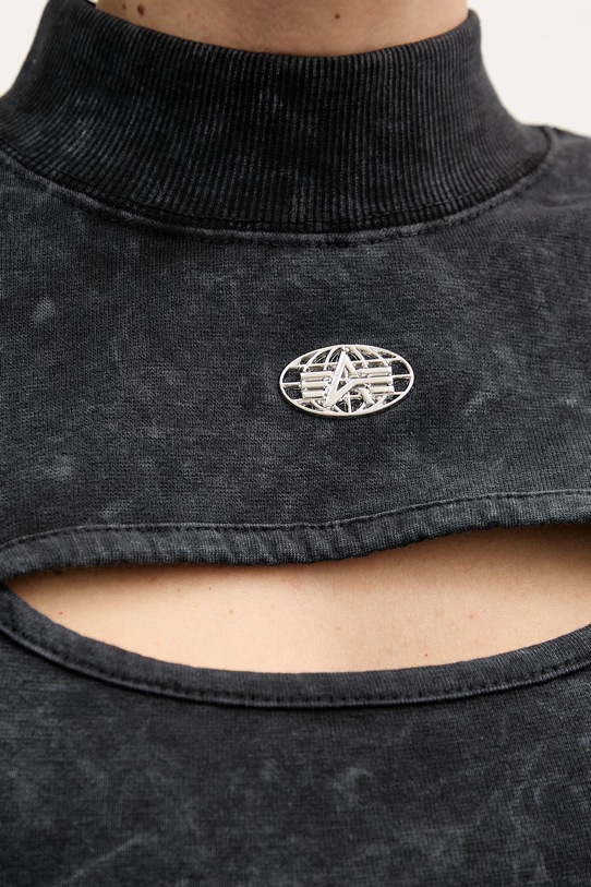 Alpha Industries longsleeve damskie bawełniane z elastanem World Cut Out Longsleeve W 266090 szary