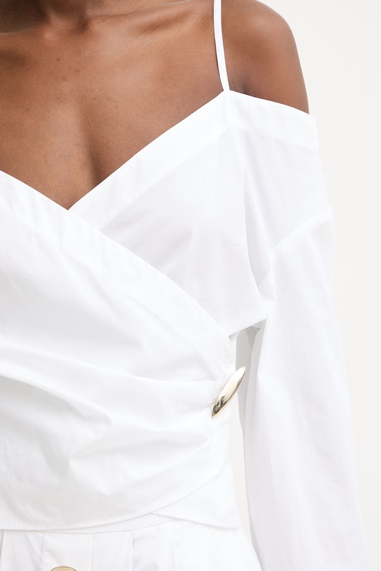 Simona Corsellini koszula kopertowa damska bawełniana P26CPBLC0101 biały