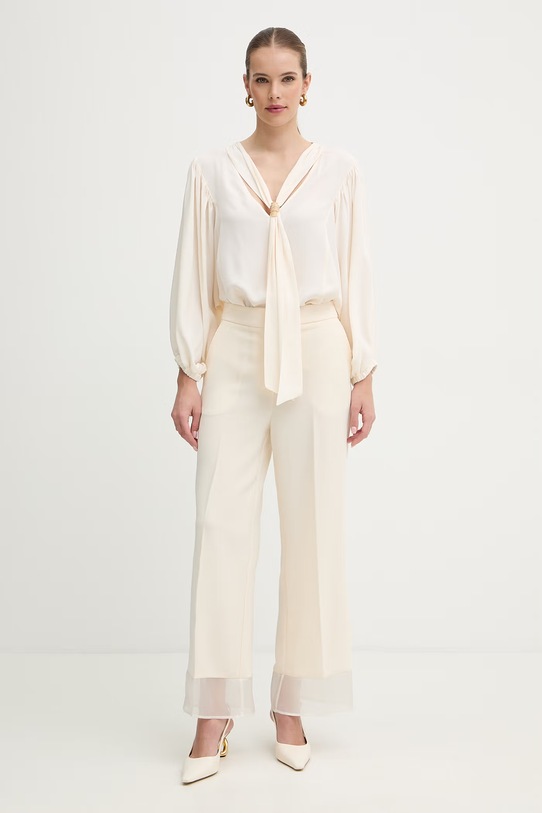 Simona Corsellini bluzka z dodatkiem jedwabiu P26CPBL01301 beżowy SS26