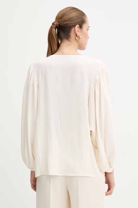 Odzież Simona Corsellini bluzka z dodatkiem jedwabiu P26CPBL01301 beżowy