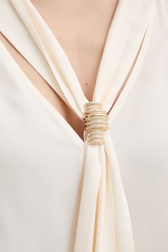 Simona Corsellini bluzka z dodatkiem jedwabiu P26CPBL01301 beżowy