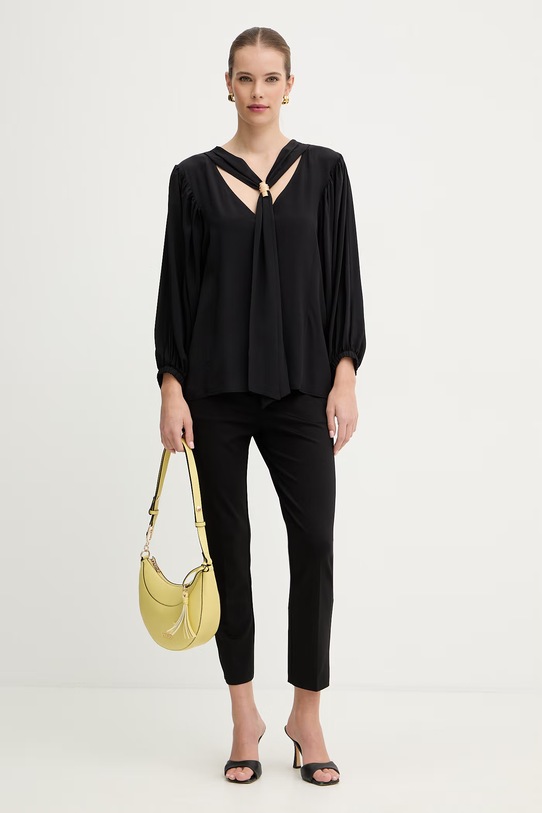 Simona Corsellini bluzka z dodatkiem jedwabiu P26CPBL01301 czarny SS26