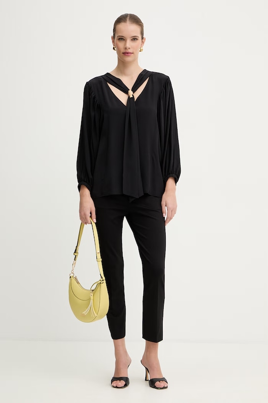 Simona Corsellini bluzka z dodatkiem jedwabiu P26CPBL01301 czarny SS26