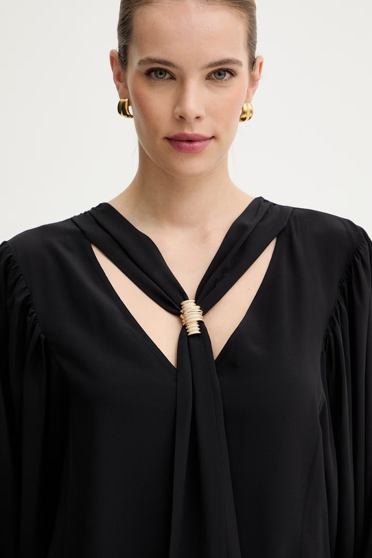 Simona Corsellini bluzka z dodatkiem jedwabiu czarny P26CPBL01301