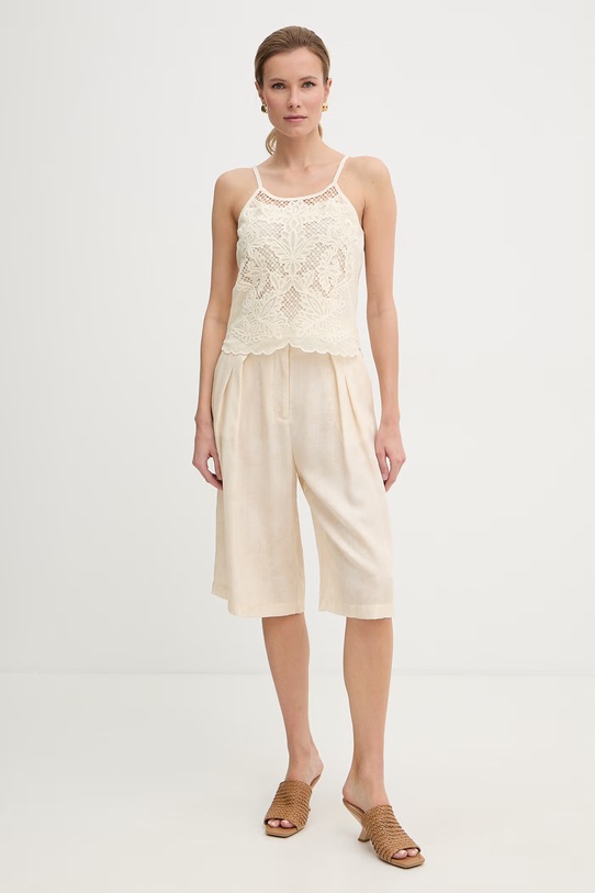 Twinset bluzka na ramiączkach damska z bawełny 261TP2580 beżowy SS26