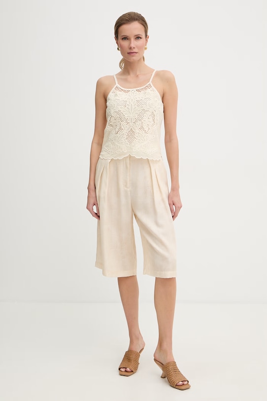 Twinset bluzka na ramiączkach damska z bawełny 261TP2580 beżowy SS26