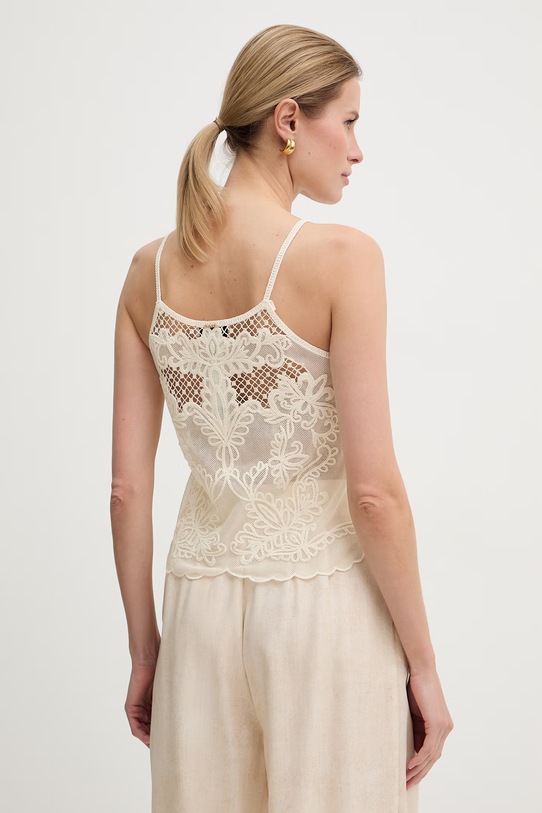 Odzież Twinset bluzka na ramiączkach damska z bawełny 261TP2580 beżowy