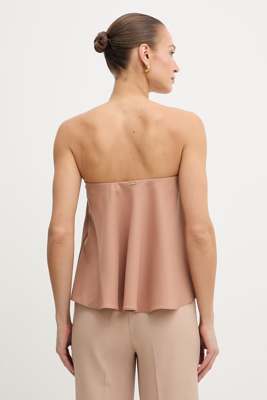 Oblačila Twinset bluza z odkritimi rameni ženska z dodatkom volne 261TP2390 rjava