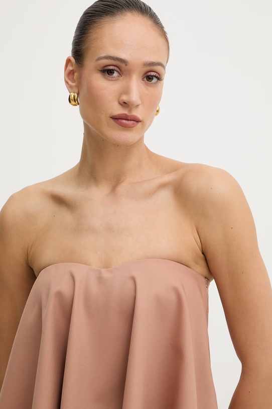 Twinset bluza z odkritimi rameni ženska z dodatkom volne rjava 261TP2390