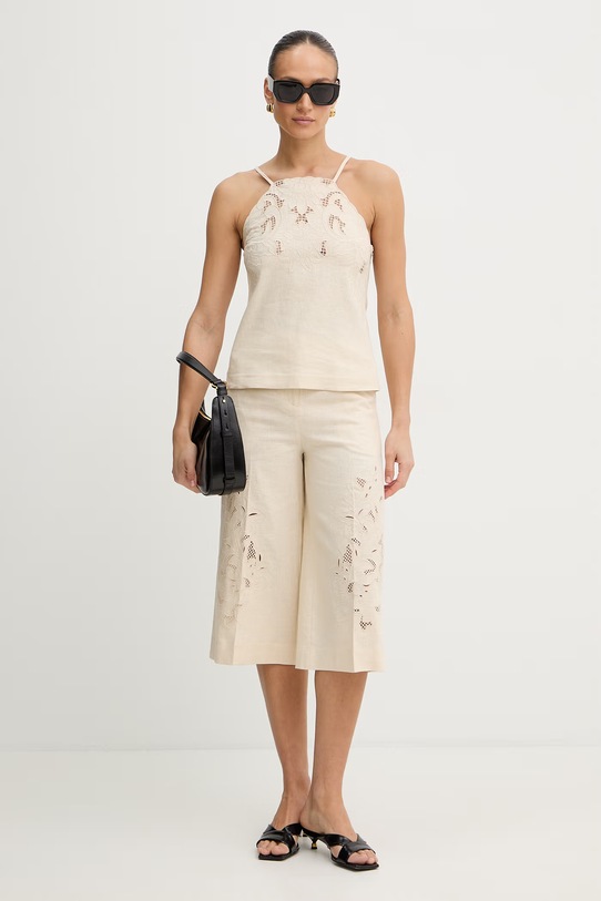 Ľanová blúzka Twinset 261TP2311 béžová SS26