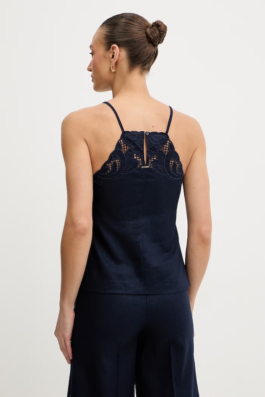 Oblečenie Ľanová blúzka Twinset 261TP2311 tmavomodrá