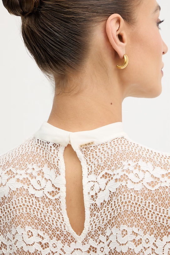 Twinset bluzka z falbanką damska z wiskozy 261TP2782 beżowy