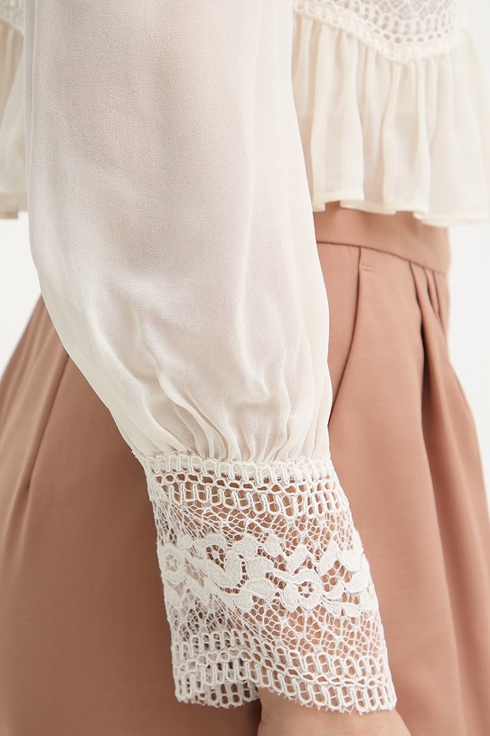 Twinset bluzka z falbanką damska z wiskozy 261TP2782