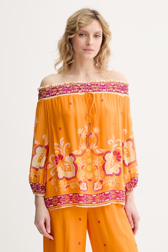 Twinset bluzka hiszpanka damska z wiskozy pomarańczowy 261LB2LAA