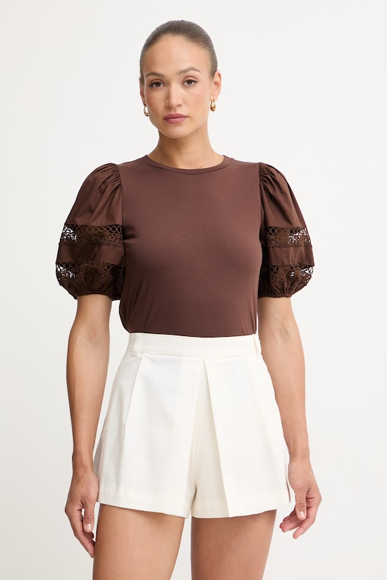 Twinset tricou pentru femei, din bumbac maro 261TT2260