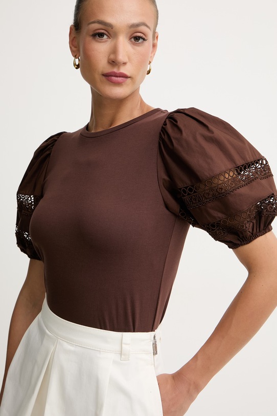 Twinset tricou pentru femei, din bumbac maro 261TT2260