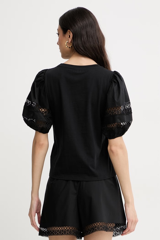 Îmbrăcăminte Twinset tricou pentru femei, din bumbac 261TT2260 negru