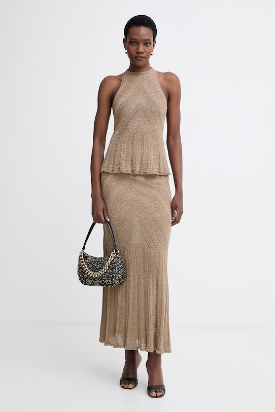 Twinset bluzka damska z lnem 261TT3210 beżowy SS26