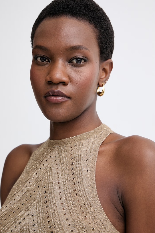 Twinset bluzka damska z lnem beżowy 261TT3210