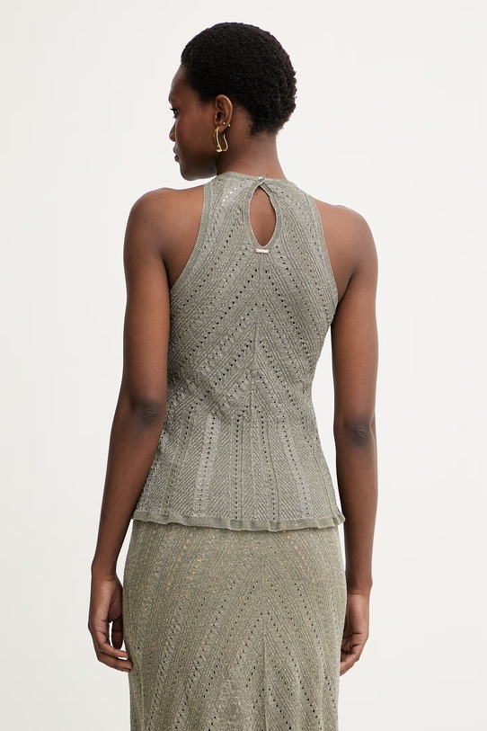 Oblačila Twinset bluza ženska z lanom 261TT3210 zelena