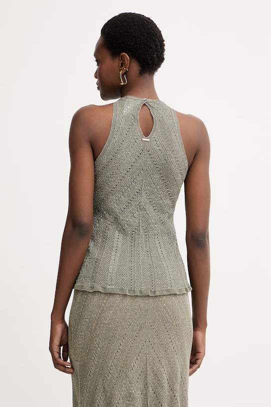 Oblačila Twinset bluza ženska z lanom 261TT3210 zelena