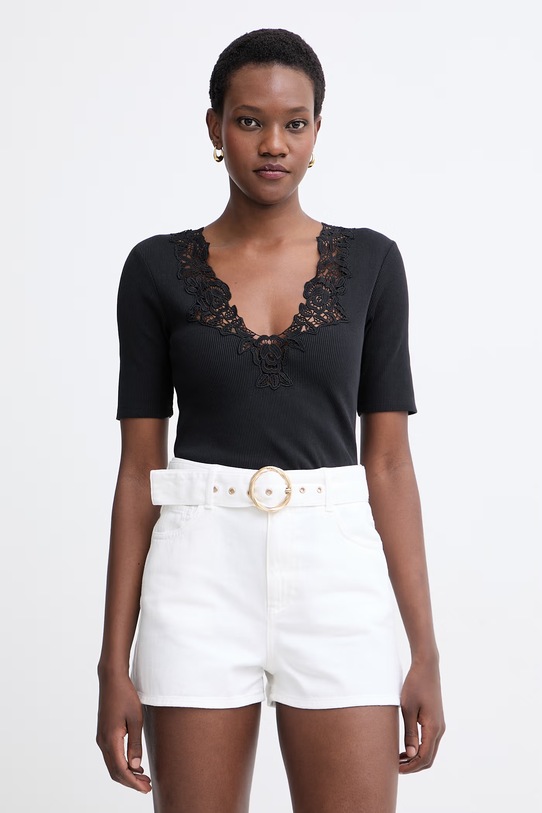 Twinset t-shirt γυναικείο βαμβακερό μαύρο 261TT2361