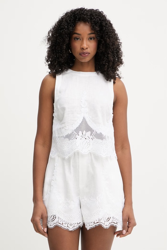 Twinset μπλούζα Γυναικεία λινή λευκό 261TT2182