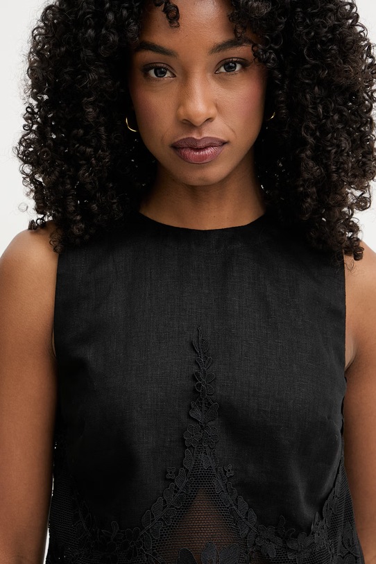 Twinset μπλούζα γυναικεία λινή μαύρο 261TT2182
