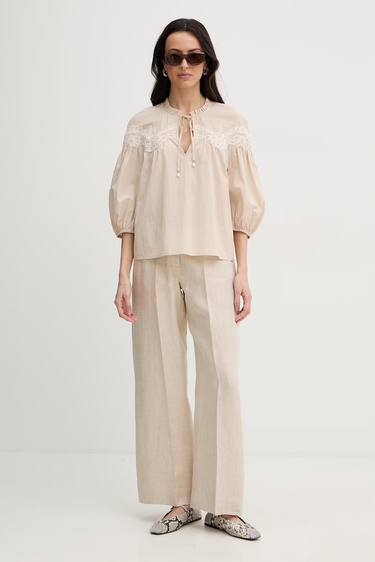 Twinset блуза дамска памучна 261LM2DAA бежов SS26