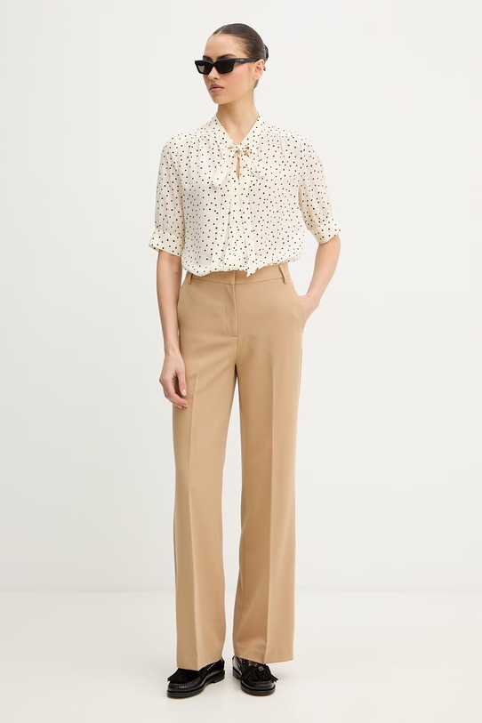 Luisa Spagnoli bluzka z dodatkiem jedwabiu Barcolana 543049 beżowy SS26