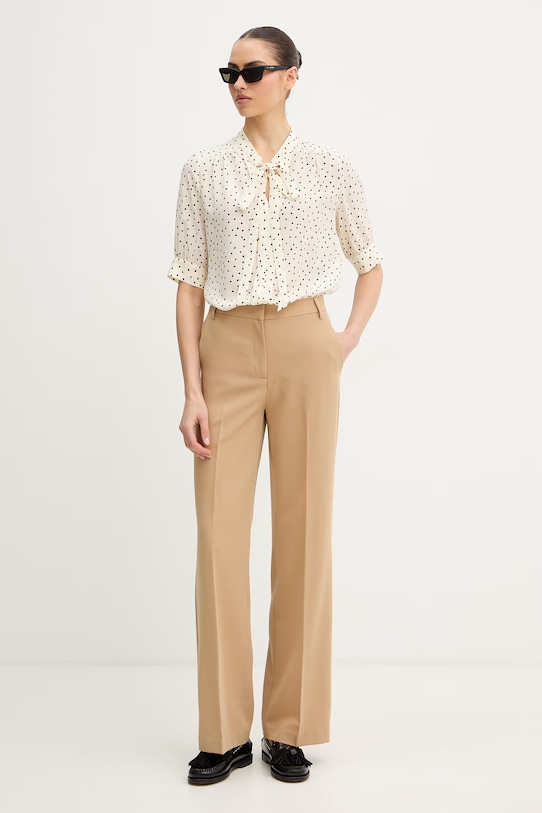 Luisa Spagnoli bluzka z dodatkiem jedwabiu Barcolana 543049 beżowy SS26