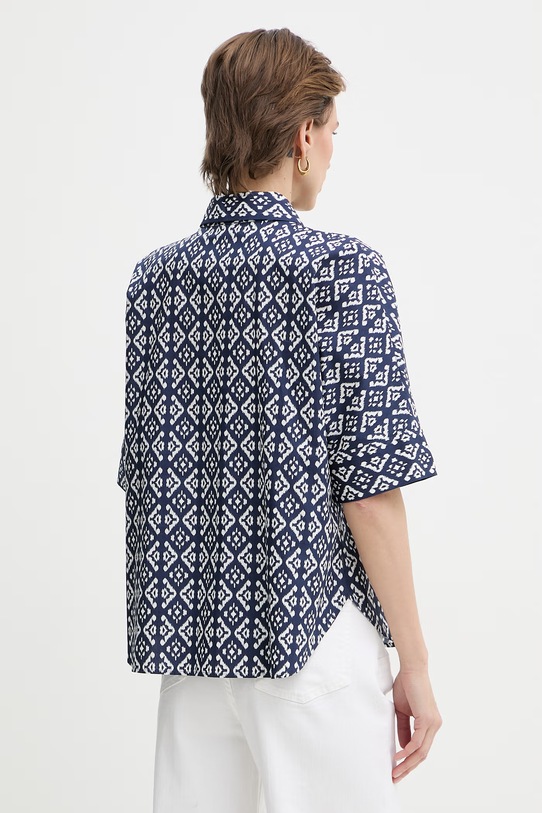 Odzież Luisa Spagnoli bluzka koszulowa damska bawełniana Bilancina 543053 granatowy