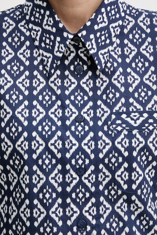 Luisa Spagnoli bluzka koszulowa damska bawełniana Bilancina 543053 granatowy