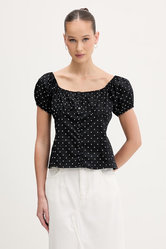 Guess Jeans blúzka dámska bavlnená čierna W6GHC6.WO951