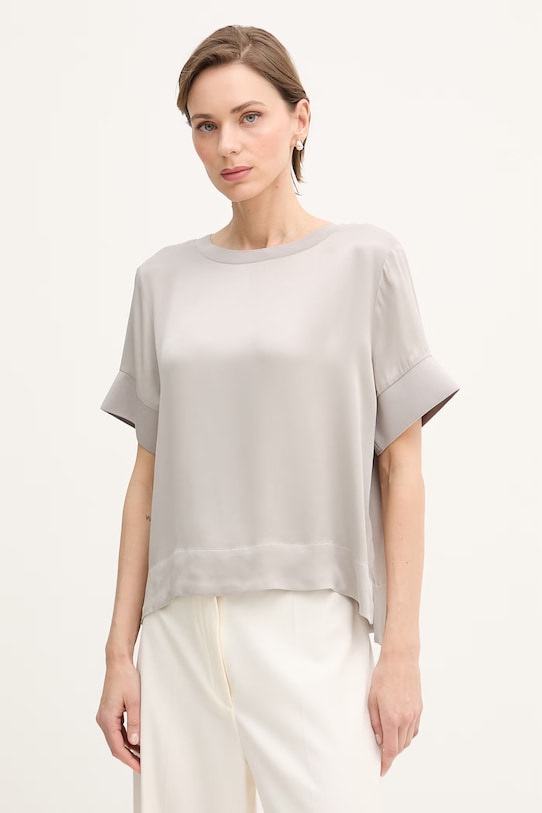 Sisley bluzka damska z wiskozy szary 52BZLQ0AN