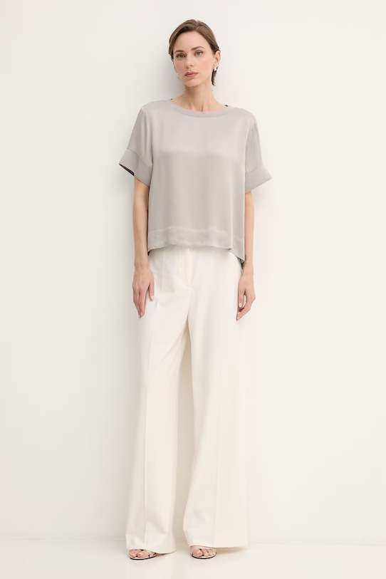 Sisley bluzka damska z wiskozy 52BZLQ0AN szary SS26