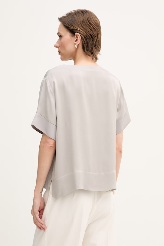 Odzież Sisley bluzka damska z wiskozy 52BZLQ0AN szary